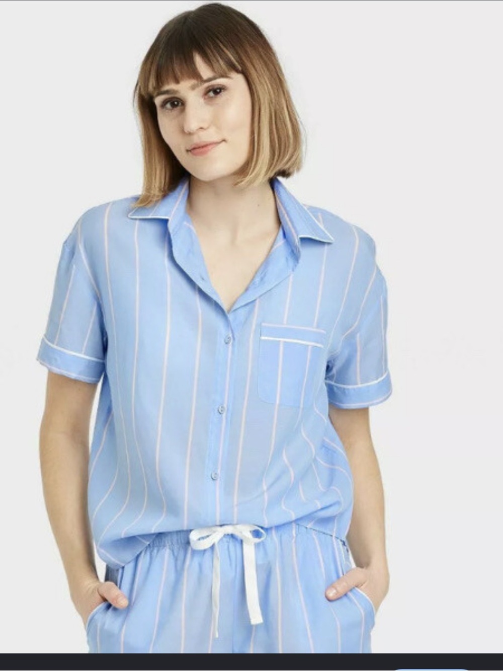 Stars Above blue striped short-sleeve sleep set